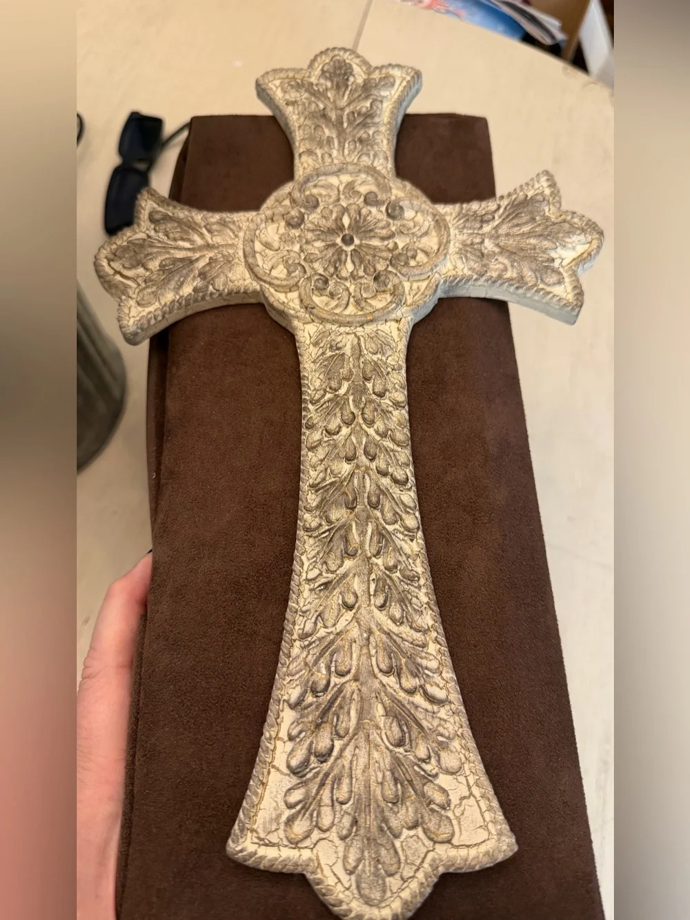 Ornate Decorative Wall Cross - Cream